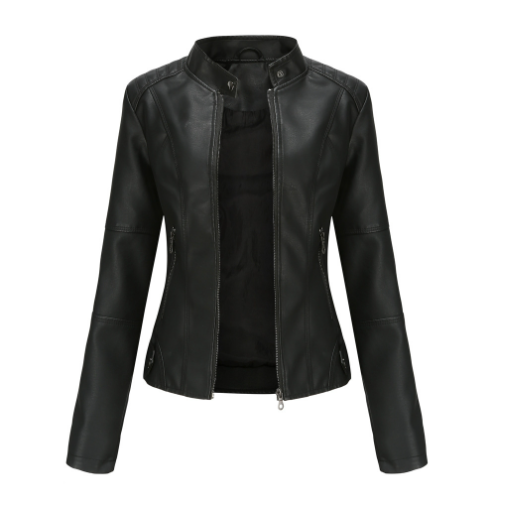 Chaqueta Biker Mujer de Cuero Sintético Cremallera Cuello Solapa - Mavetta