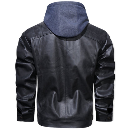 Chaqueta Hombre de Cuero Exterior con Capucha
