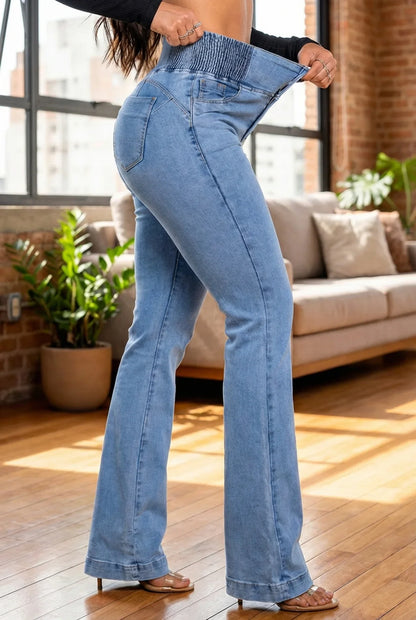Pantalones Vaqueros Hombre Elásticos Corte Acampanado