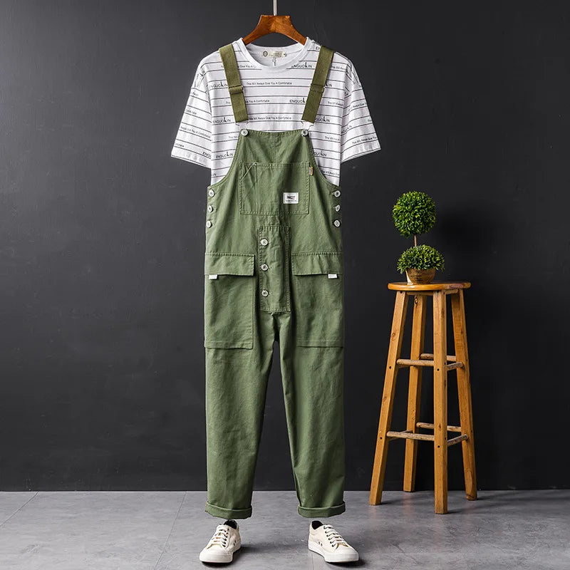 Peto Cargo Hombre Algodón Pernera Recta Estilo Utilitario