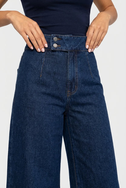 Pantalones Vaqueros Mujer Tiro Alto Corte Ancho