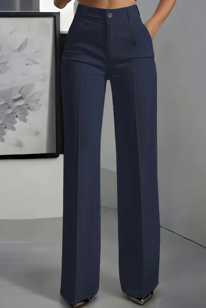 Pantalones Mujer Traje Cintura Alta Ajuste Recto