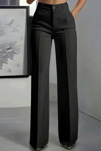 Pantalones Mujer Traje Cintura Alta Ajuste Recto