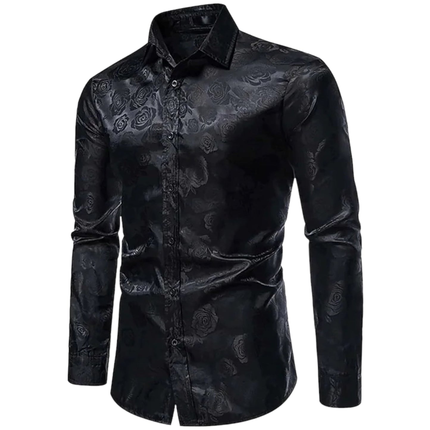 Camisa Hombre Algodón Detalles Florales Manga Larga