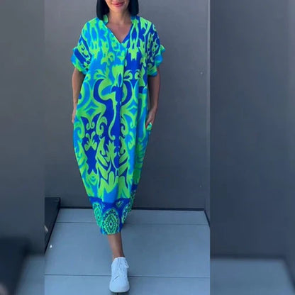 Vestido largo mujer con estampado floral corte fluido