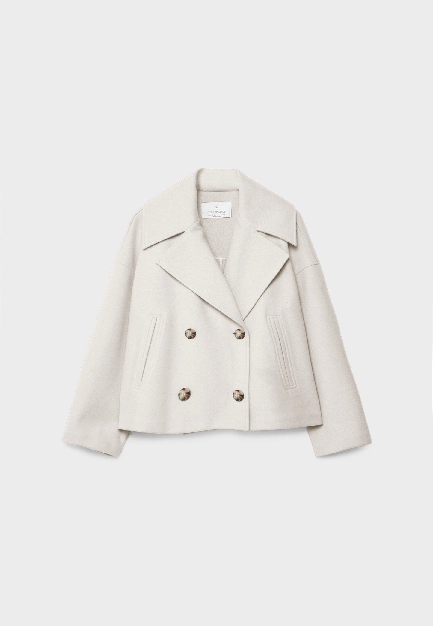 Chaqueta corta mujer de lana cruzada cuello solapa doble botonadura