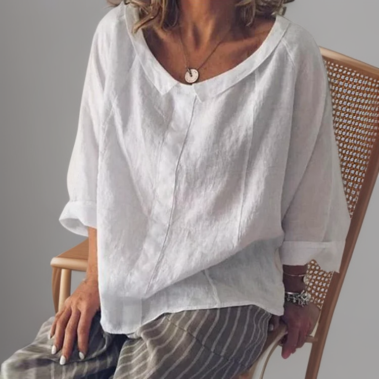 Blusa Mujer Holgada Manga Larga Escote en V - Mavetta