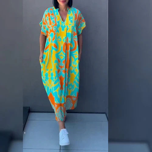 Vestido largo mujer con estampado floral corte fluido