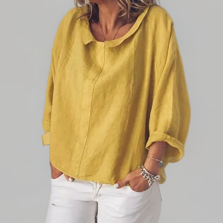 Blusa Mujer Holgada Manga Larga Escote en V