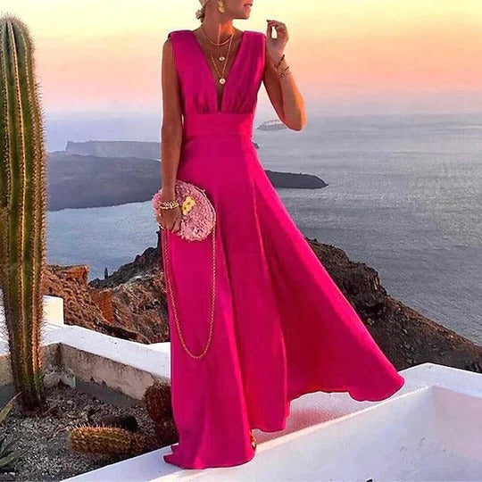 Vestido maxi mujer sin mangas escote en V estampado floral