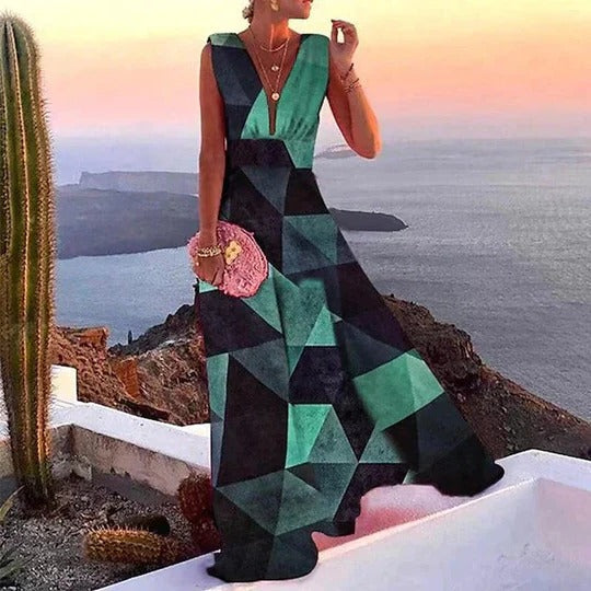 Vestido maxi mujer sin mangas escote en V estampado floral