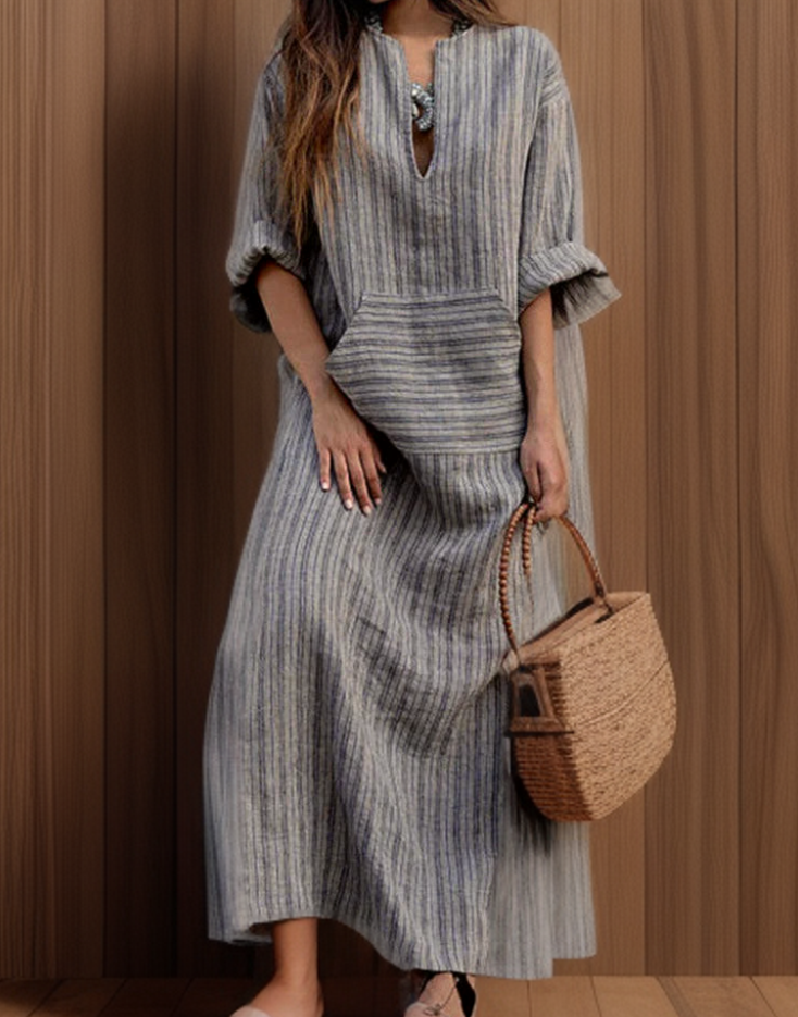 Vestido largo mujer con bolsillo y diseño casual - Mavetta