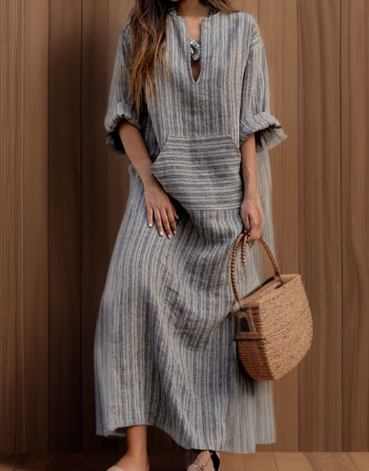 Vestido largo mujer con bolsillo y diseño casual - Mavetta