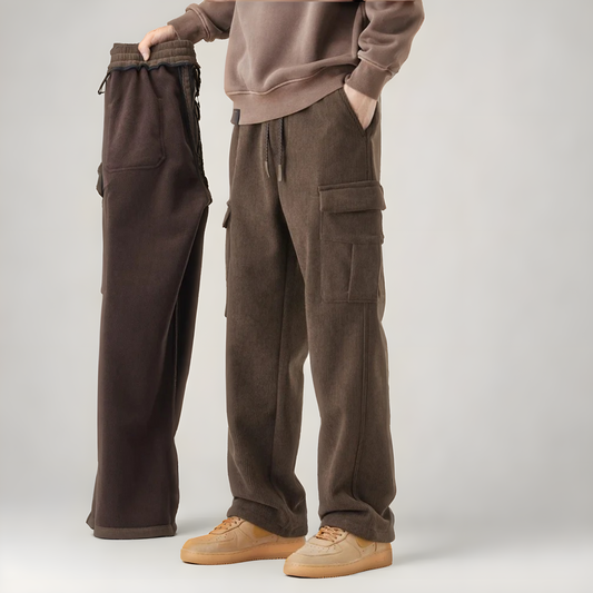 Pantalones cargo hombre de felpa cómodos ajuste regular - Mavetta