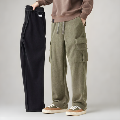 Pantalones cargo hombre de felpa cómodos ajuste regular