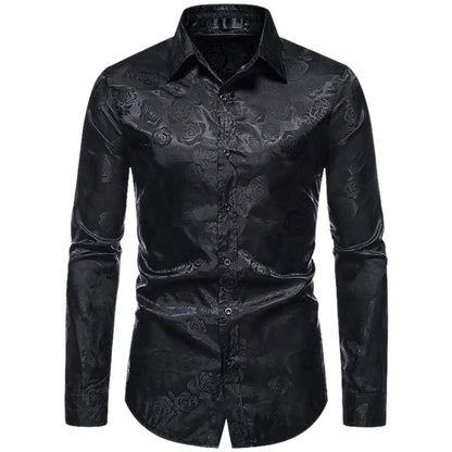 Camisa Hombre Algodón Detalles Florales Manga Larga - Mavetta
