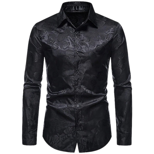 Camisa Hombre Algodón Detalles Florales Manga Larga - Mavetta