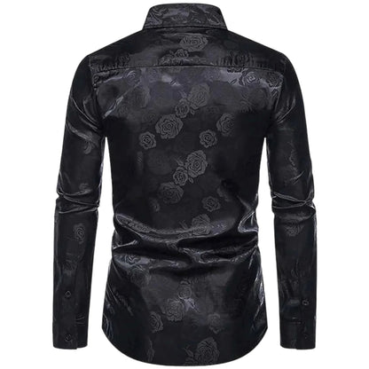 Camisa Hombre Algodón Detalles Florales Manga Larga