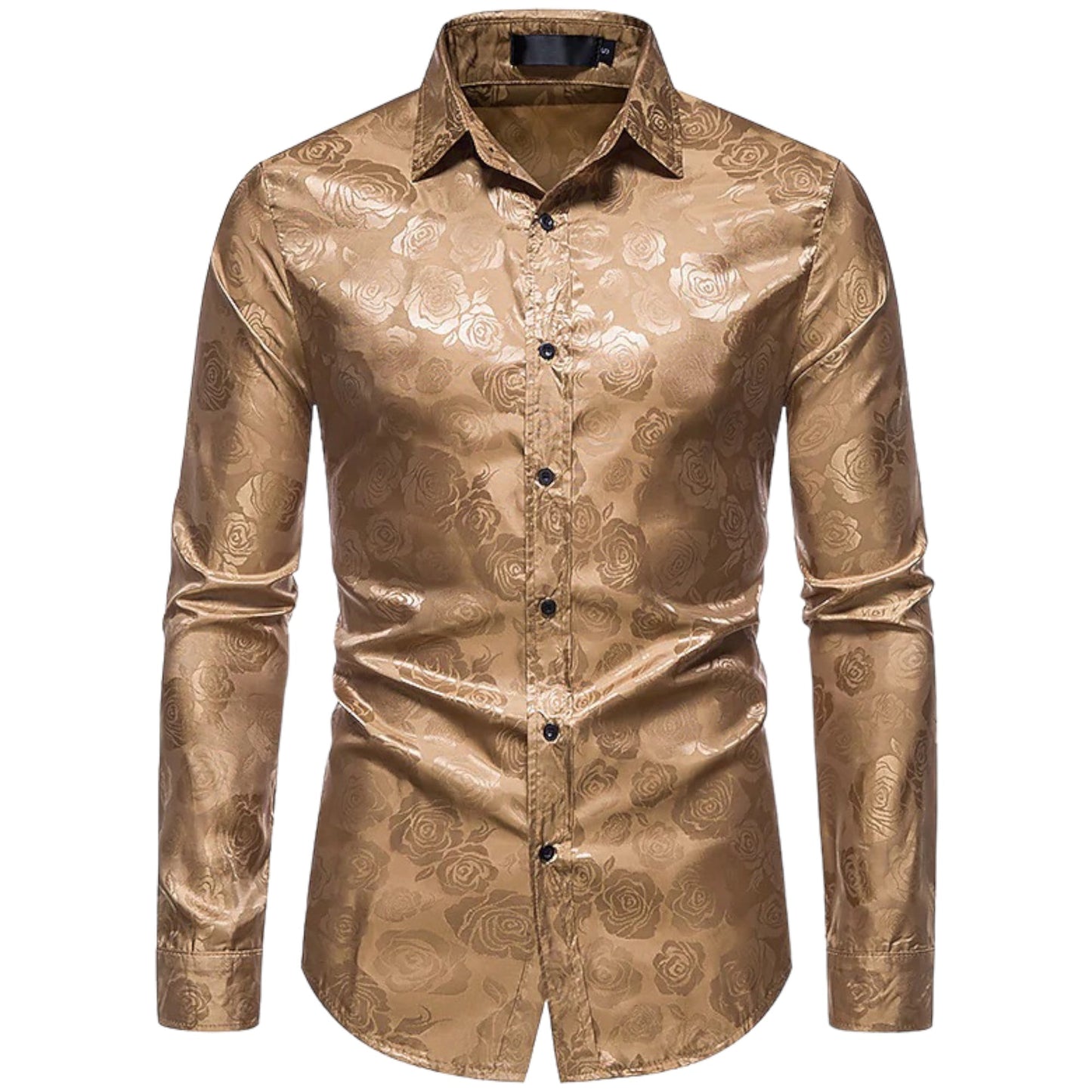 Camisa Hombre Algodón Detalles Florales Manga Larga