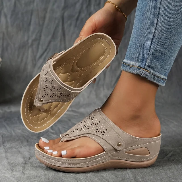 Sandalias Mujer Cuña Comodas Soporte Ergonomico