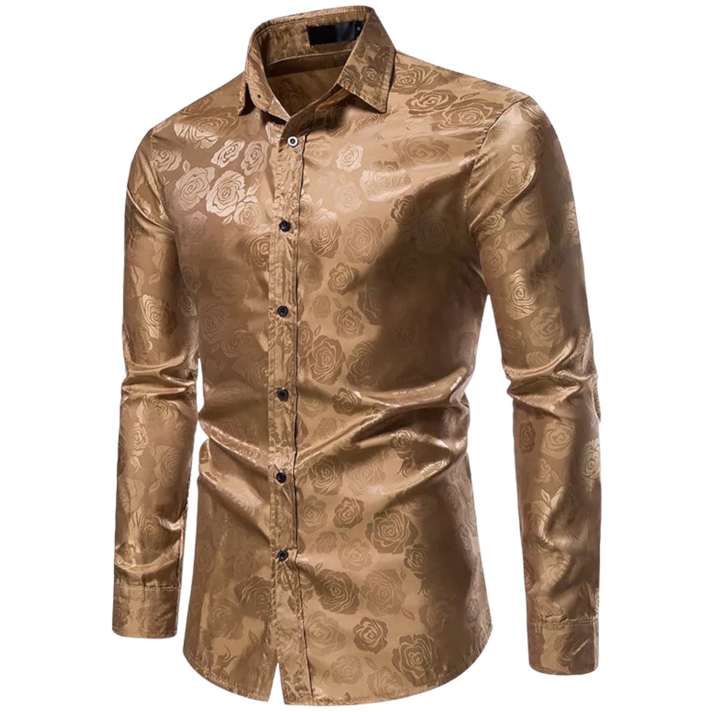 Camisa Hombre Algodón Detalles Florales Manga Larga