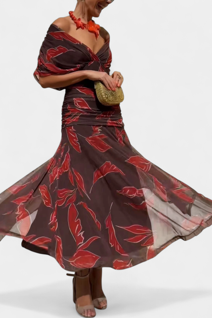 Vestido maxi mujer Escote en V Ajuste fluido