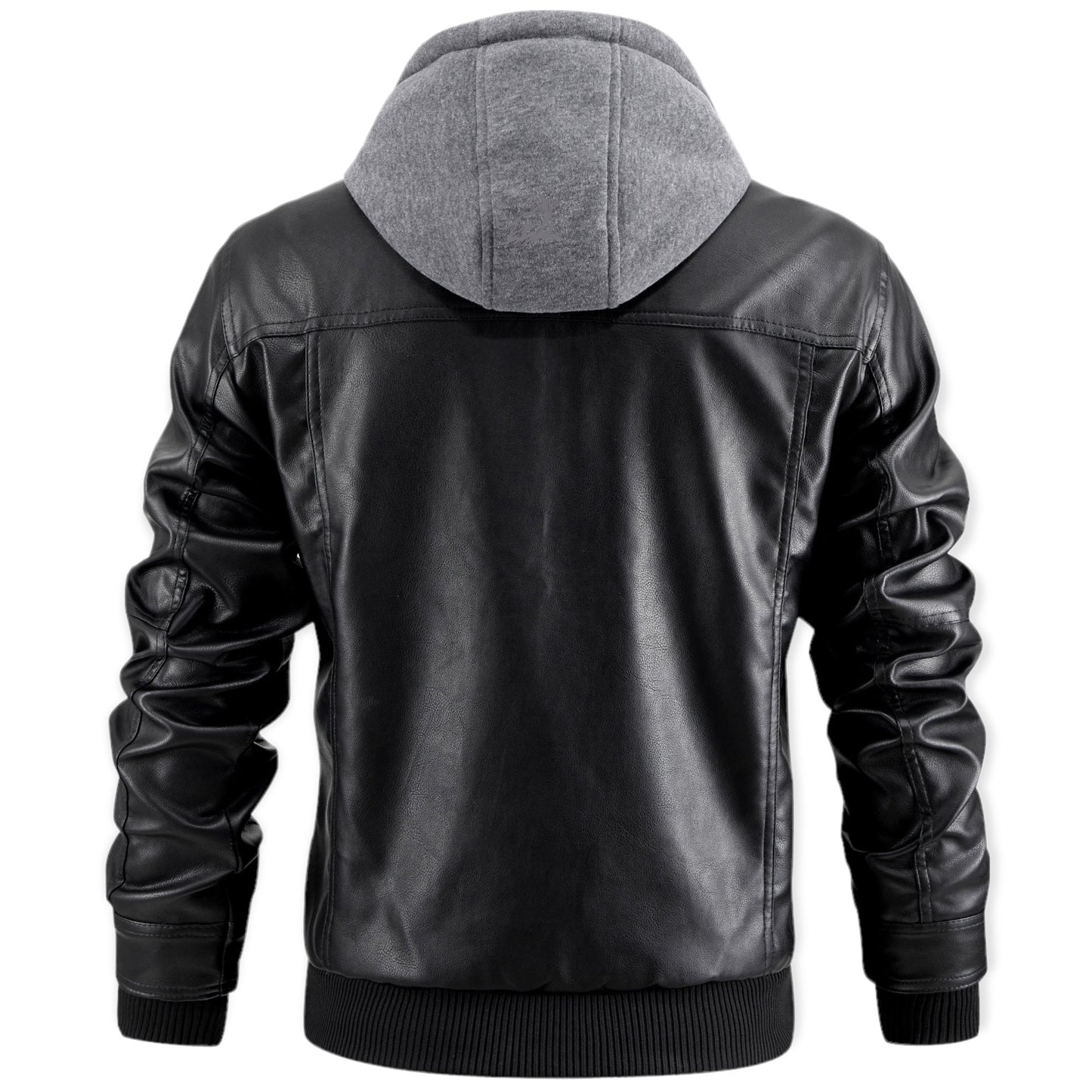 Chaqueta Hombre de Cuero con Capucha y Cremallera