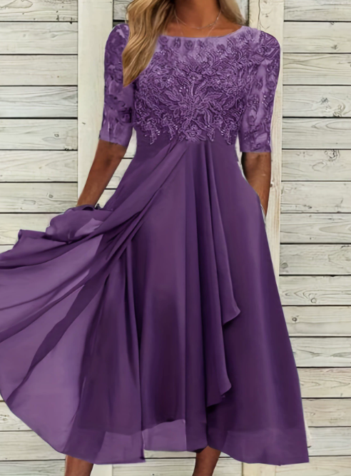 Vestido midi mujer Falda plisada Corte estilizado - Mavetta