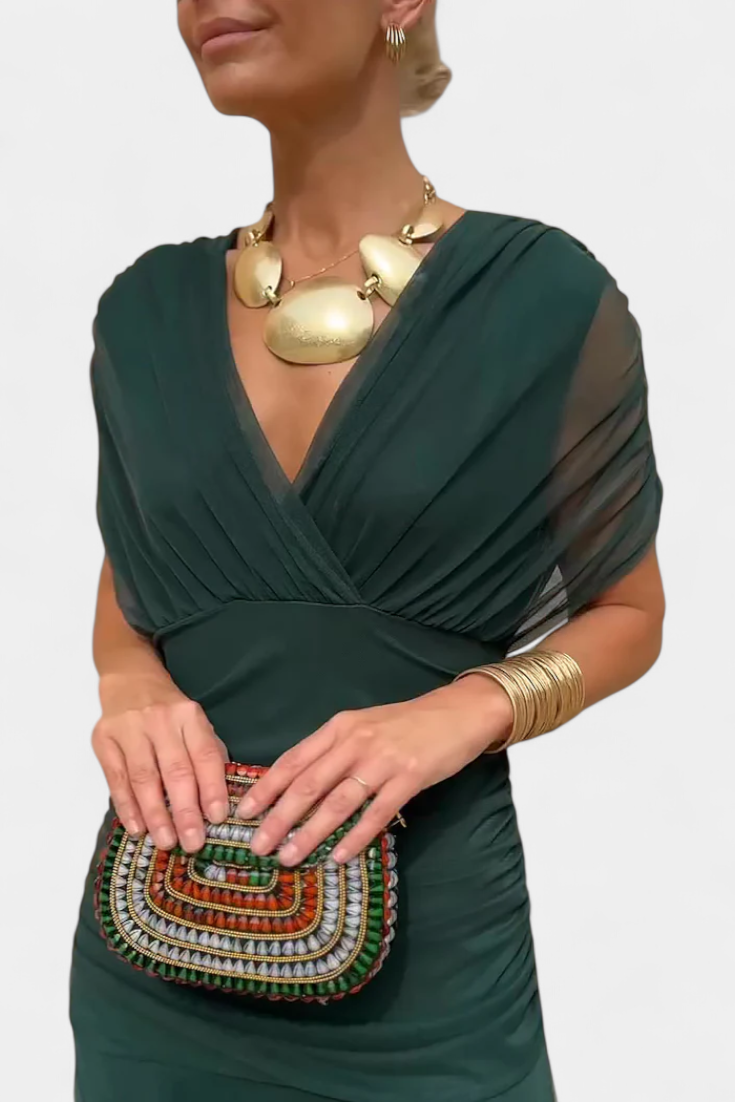 Vestido maxi mujer Escote en V Ajuste fluido