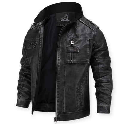 Chaqueta Hombre de Cuero con Cremallera Ajuste Regular - Mavetta
