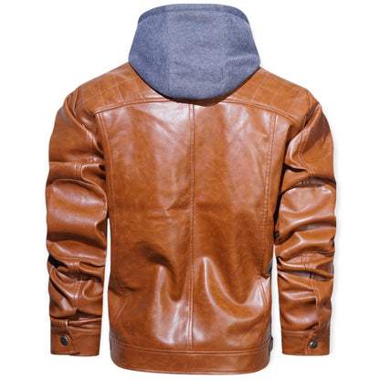 Chaqueta Hombre de Cuero Exterior con Capucha