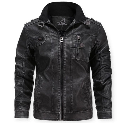 Chaqueta Hombre de Cuero con Cremallera Ajuste Regular