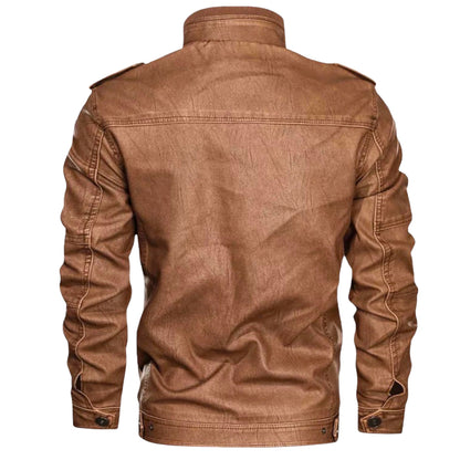 Chaqueta Hombre de Cuero con Cremallera Ajuste Regular