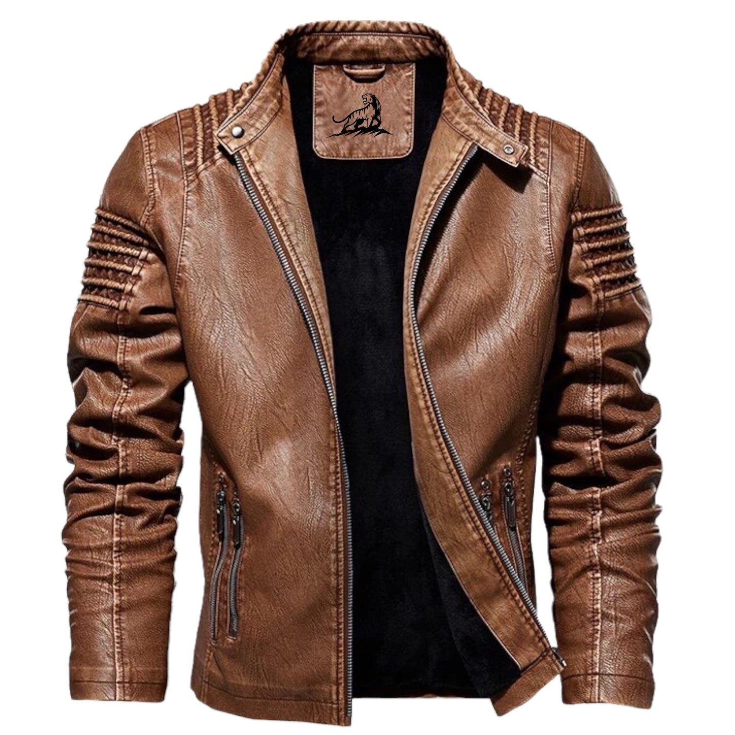 Chaqueta Hombre de Cuero con Cremallera y Bolsillos - Mavetta