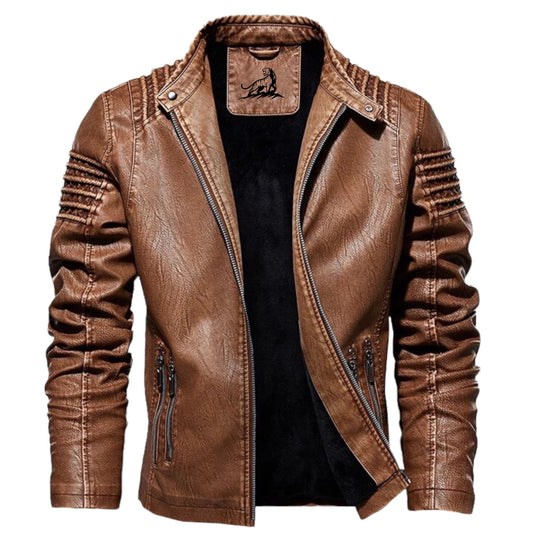 Chaqueta Hombre de Cuero con Cremallera y Bolsillos - Mavetta
