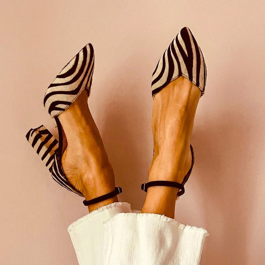 Sandalias Mujer Tacón Medio Estampado Animal - Mavetta