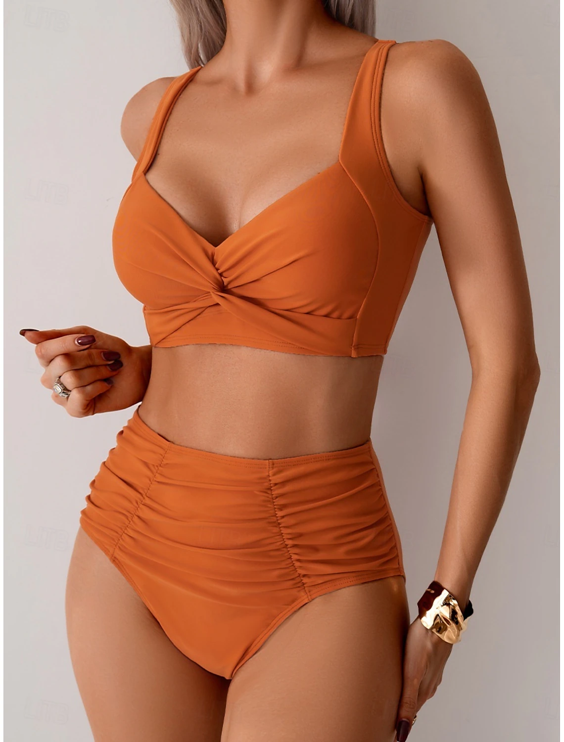 Bikini Mujer de Tela con Pliegues Ajuste Clásico