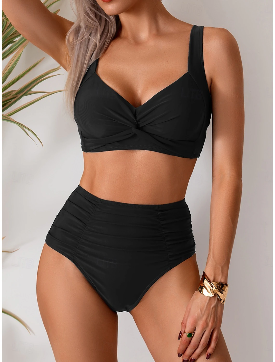 Bikini Mujer de Tela con Pliegues Ajuste Clásico