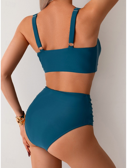 Bikini Mujer de Tela con Pliegues Ajuste Clásico