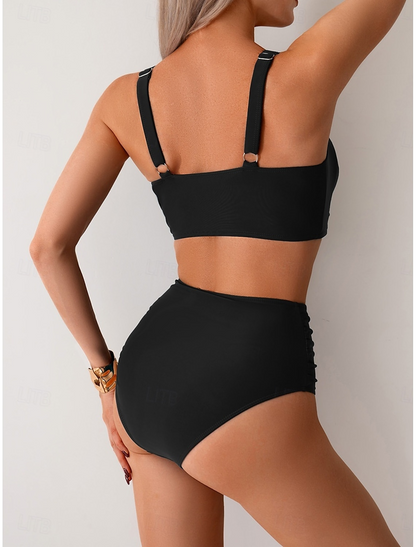 Bikini Mujer de Tela con Pliegues Ajuste Clásico