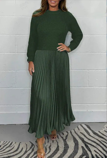 Vestido maxi Mujer de Jersey y Falda Plisada