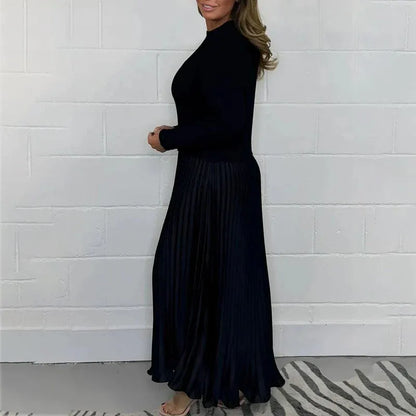Vestido maxi Mujer de Jersey y Falda Plisada