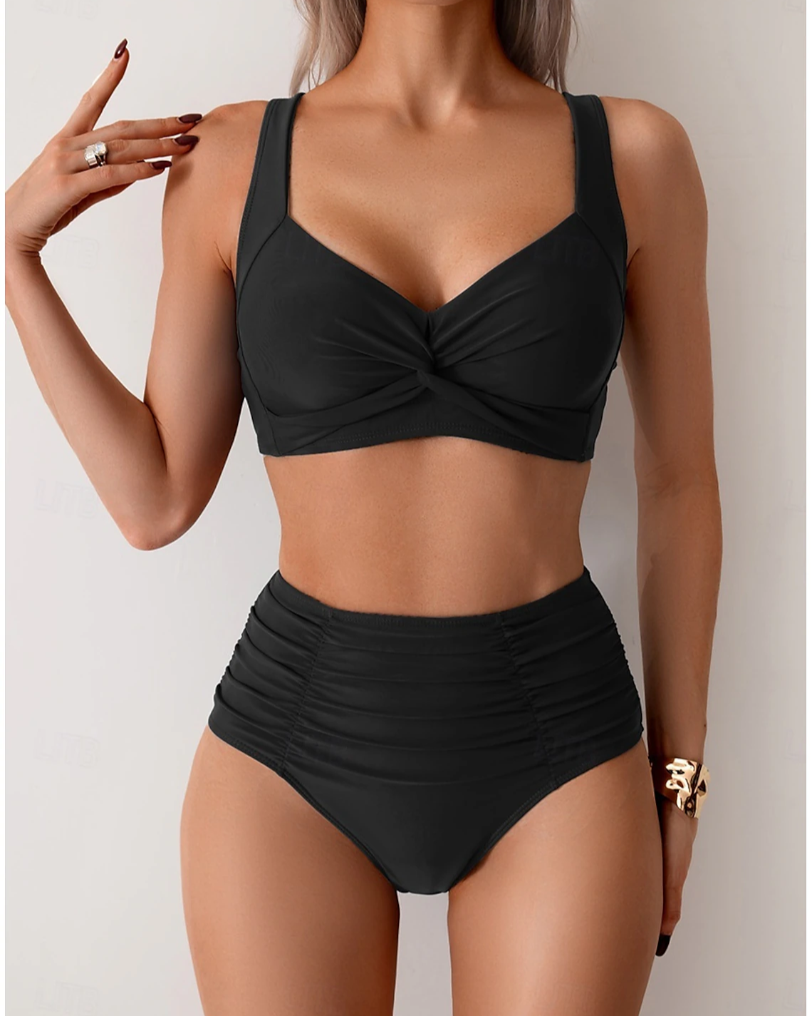 Bikini Mujer de Tela con Pliegues Ajuste Clásico