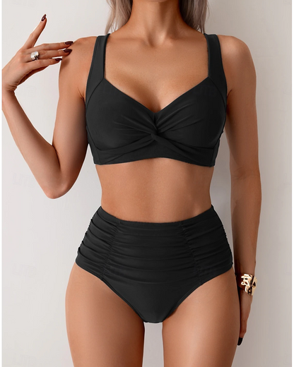 Bikini Mujer de Tela con Pliegues Ajuste Clásico