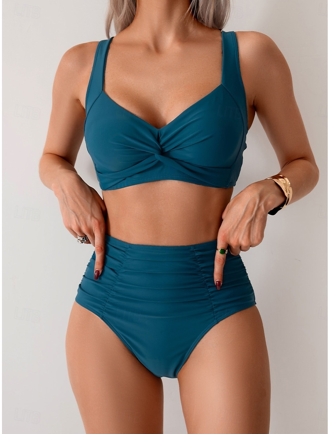 Bikini Mujer de Tela con Pliegues Ajuste Clásico