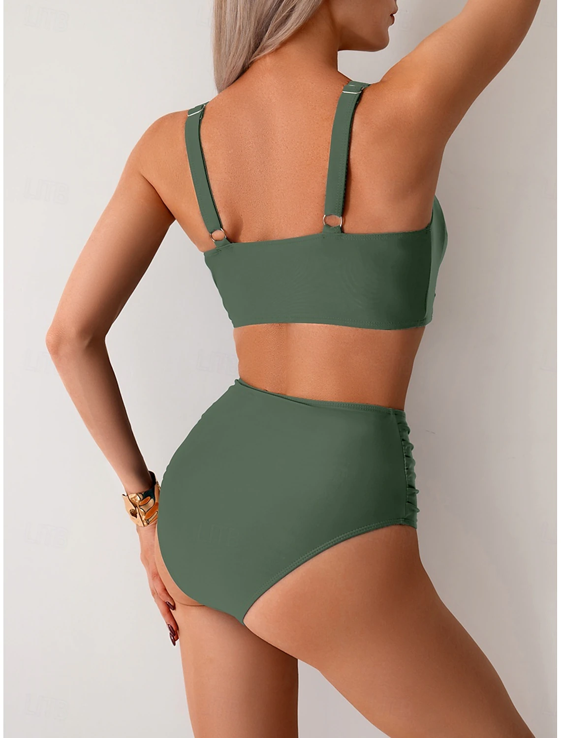Bikini Mujer de Tela con Pliegues Ajuste Clásico