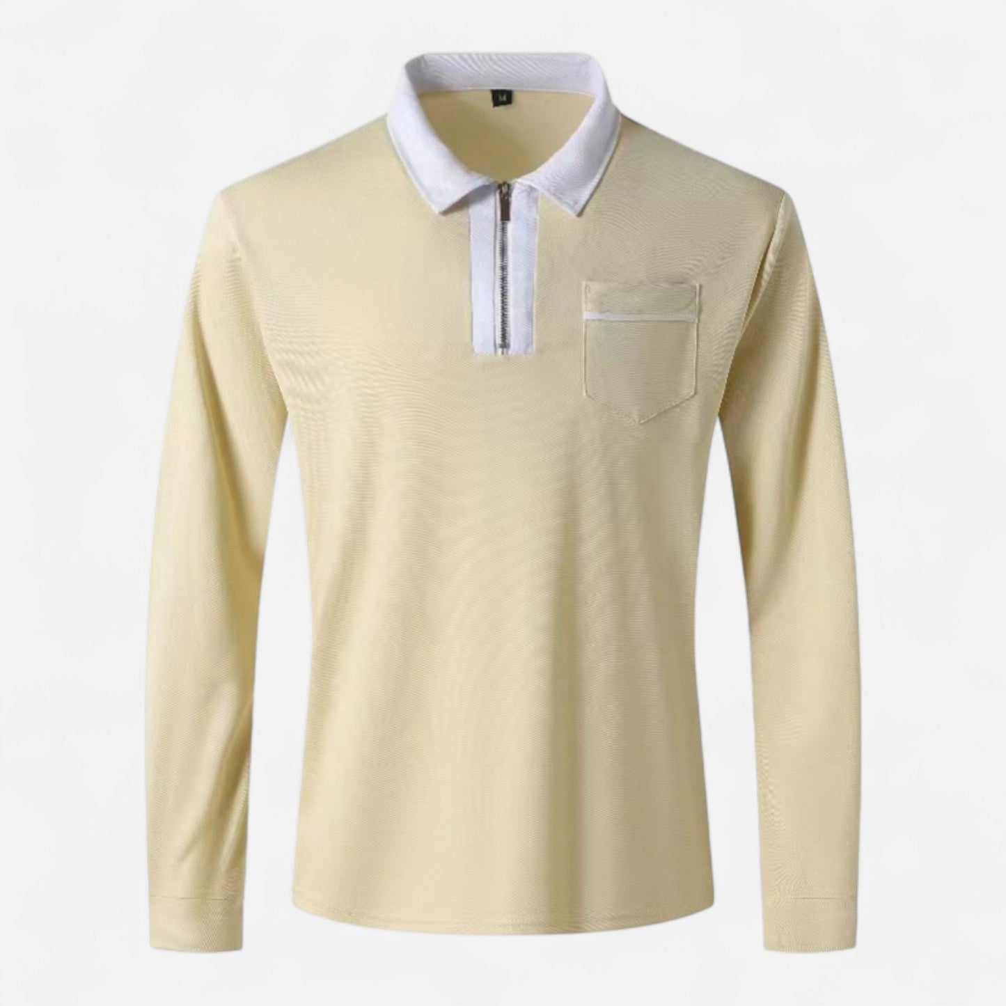 Polo Hombre Algodón Cuello Solapa Cremallera Casual