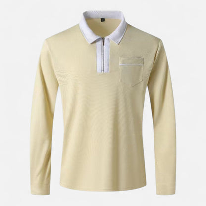 Polo Hombre Algodón Cuello Solapa Cremallera Casual
