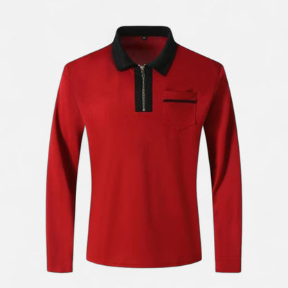 Polo Hombre Algodón Cuello Solapa Cremallera Casual