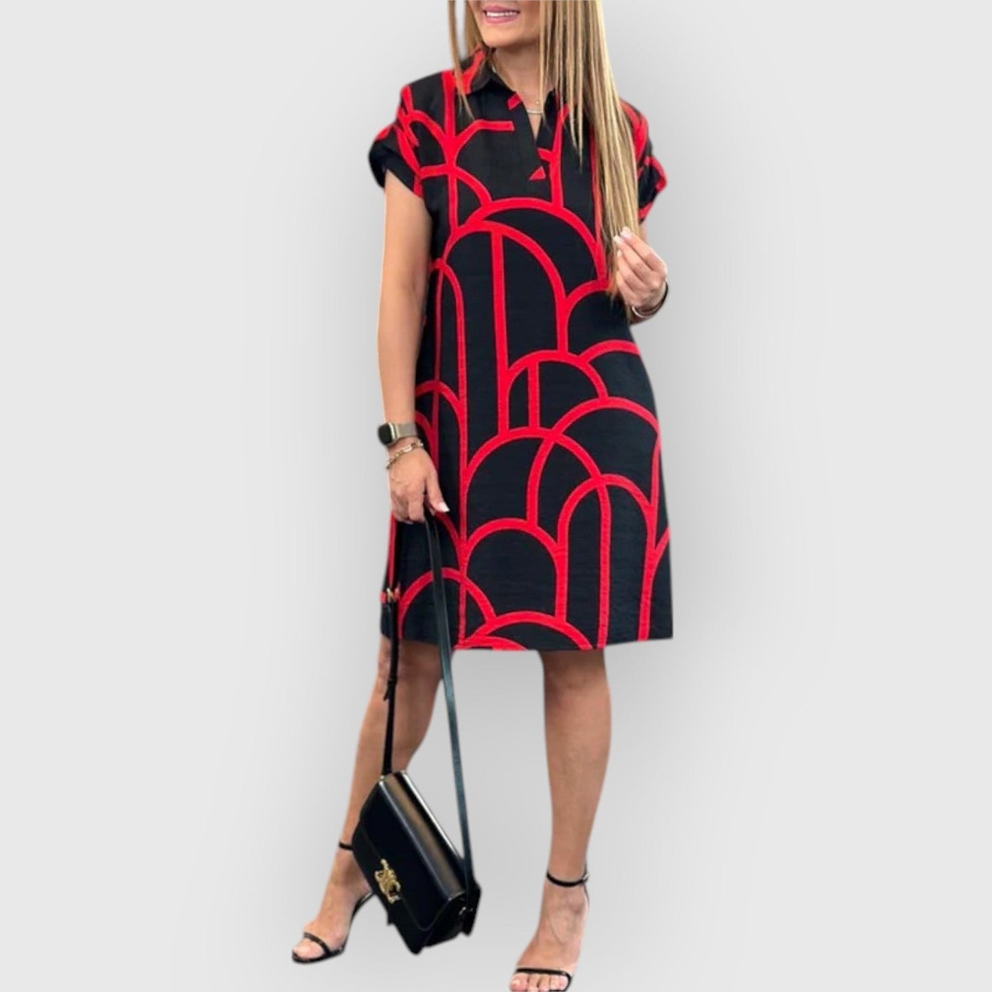Vestido recto mujer Cuello polo Manga corta